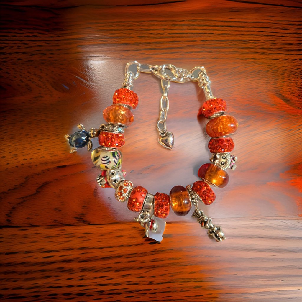 Disney Orange Charm Bracelet~ 7 In Plus Chain